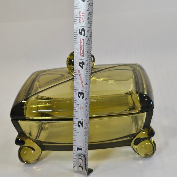 Vintage Duncan and Miller Patio Chartreuse Rectangular Snail Accented Candy Dish - Picture 10 of 11